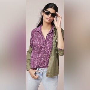 Anthropologie - Maeve Calico Floral Button Down Long Sleeve Blouse Size 6